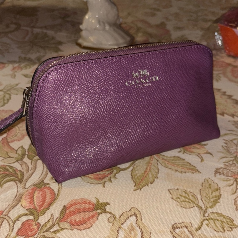 Coach Purple Cosmetic Case with Textured Finish